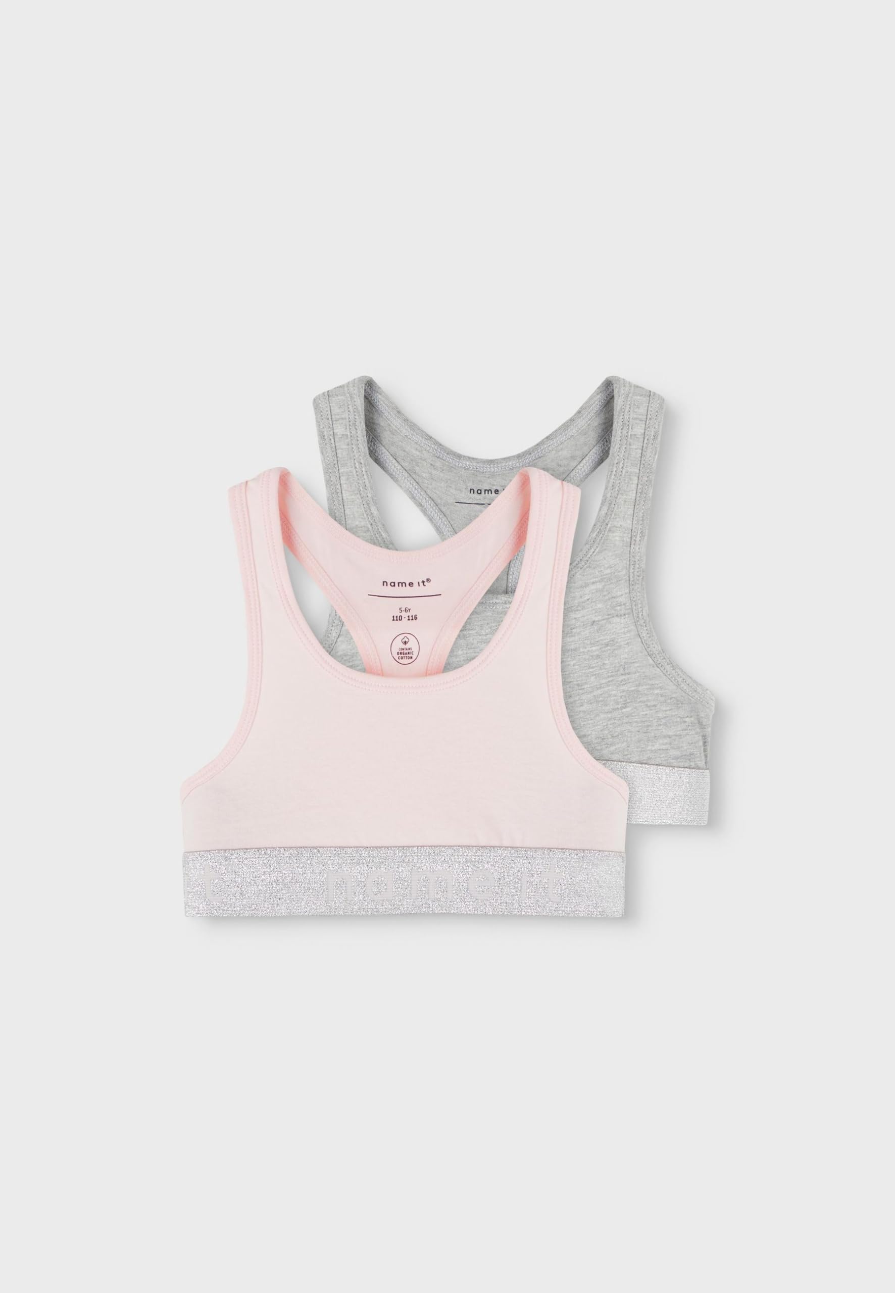 NAME IT Dziewczęcy biustonosz (2 sztuki), Barely Pink/Opakowanie: W/Grey Melange, 146-152