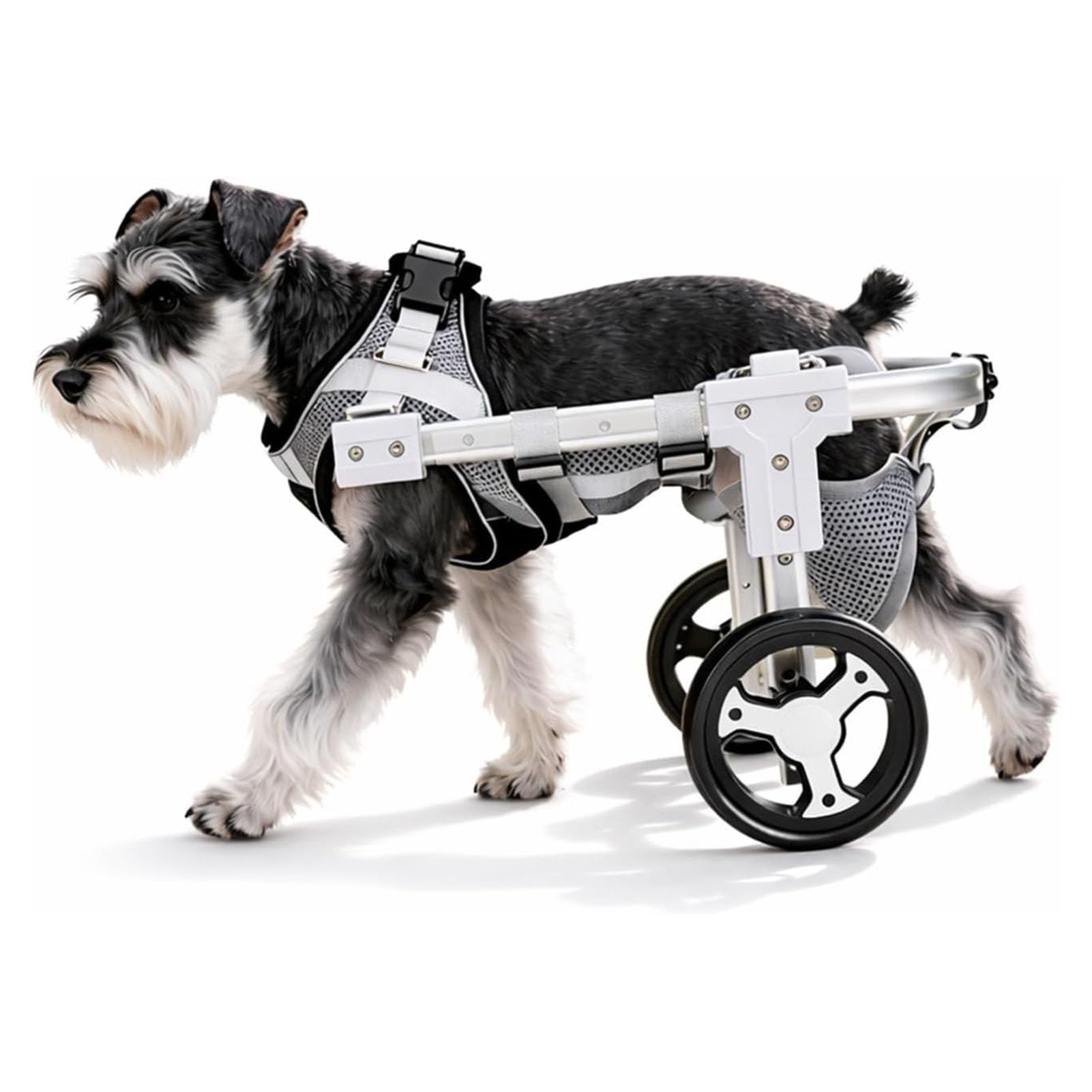 SJMDMZD Adjustable Dog Wheelchair for Back Legs, Dog Cart for Pet/Doggie Disabled Hind Legs Walking, 2/4-Wheel Mobility Aids for Pets Hind Limbs White 2Wheel XS