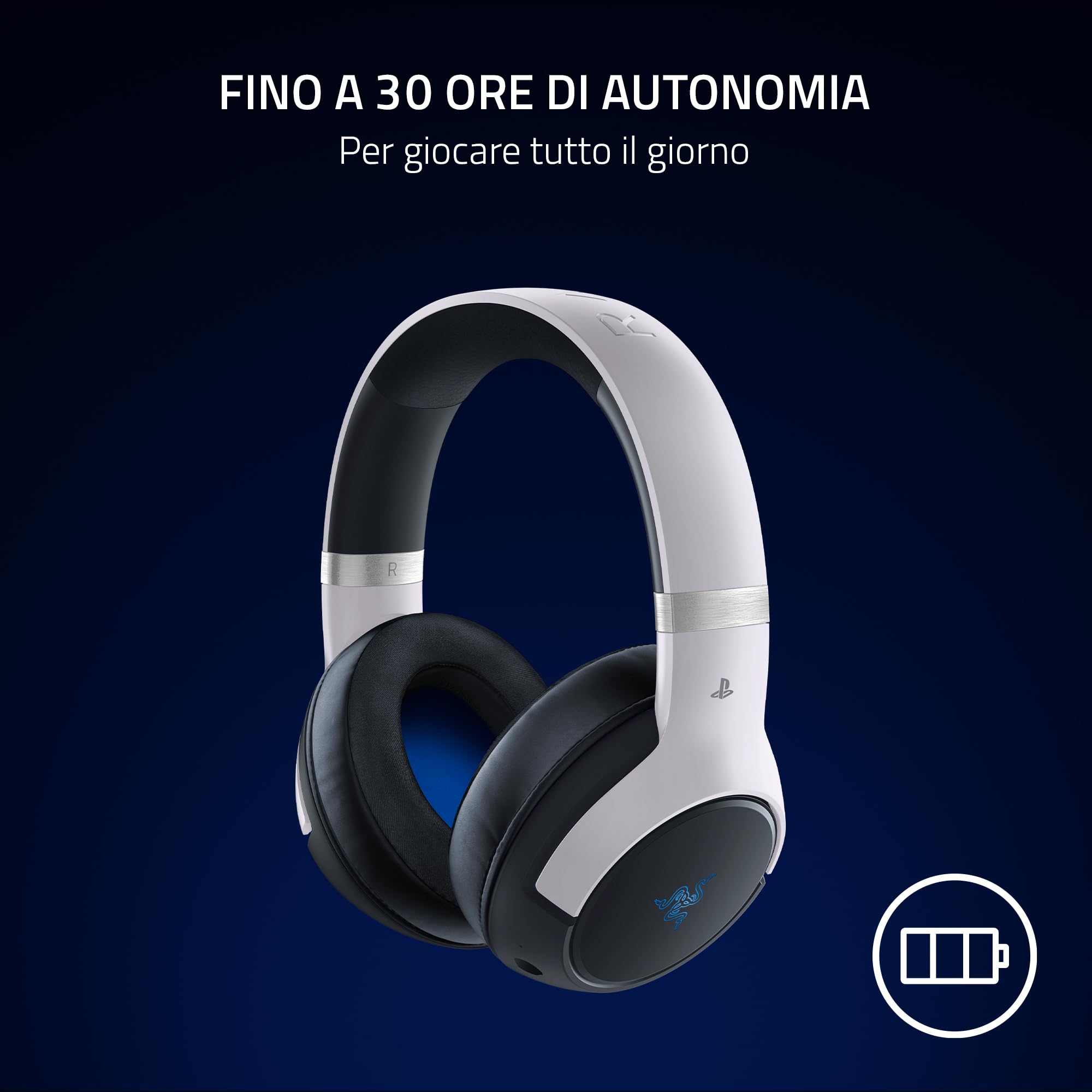 Razer Kaira HyperSpeed (licenza Playstation) - Cuffie da gioco wireless per Playstation - 2,4 HyperSpeed e Bluetooth (Triforce 50mm, microfono HyperClear, USB, multipiattaforma) Bianco
