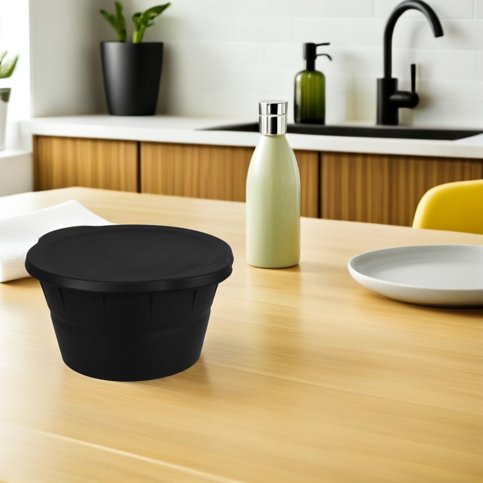 TOPBATHY Molde para Cubitos de Hielo Redondo de Silicona Negro, Plegable y Reutilizable, Capacidad 3.6l para Uso al Aire Libre y Baños de Hielo, Paquete de 2 Piezas