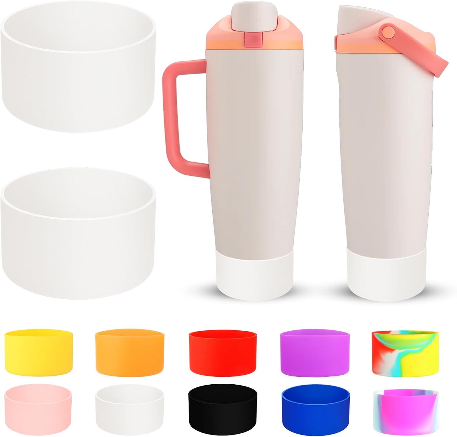 2Pcs Silicone Boot for Owala 30oz & 40oz FreeSip Sway Bottles & Tumblers, Accessories for Owala - Transparent