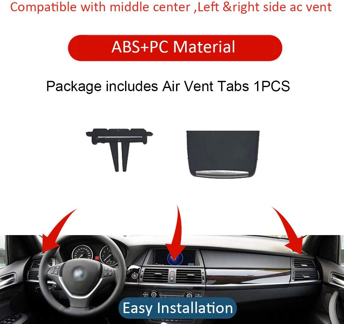 Jaronx Compatible with BMW X5/X6 Air Vent Clip Tab, Upgraded Fresh AC Grille Air Conditioning Vent Outlet Tab Clip (Compatible with BMW X5 E70 2006-2012, X6 E71 2008-2013) (Front Row) (Pack of 2)
