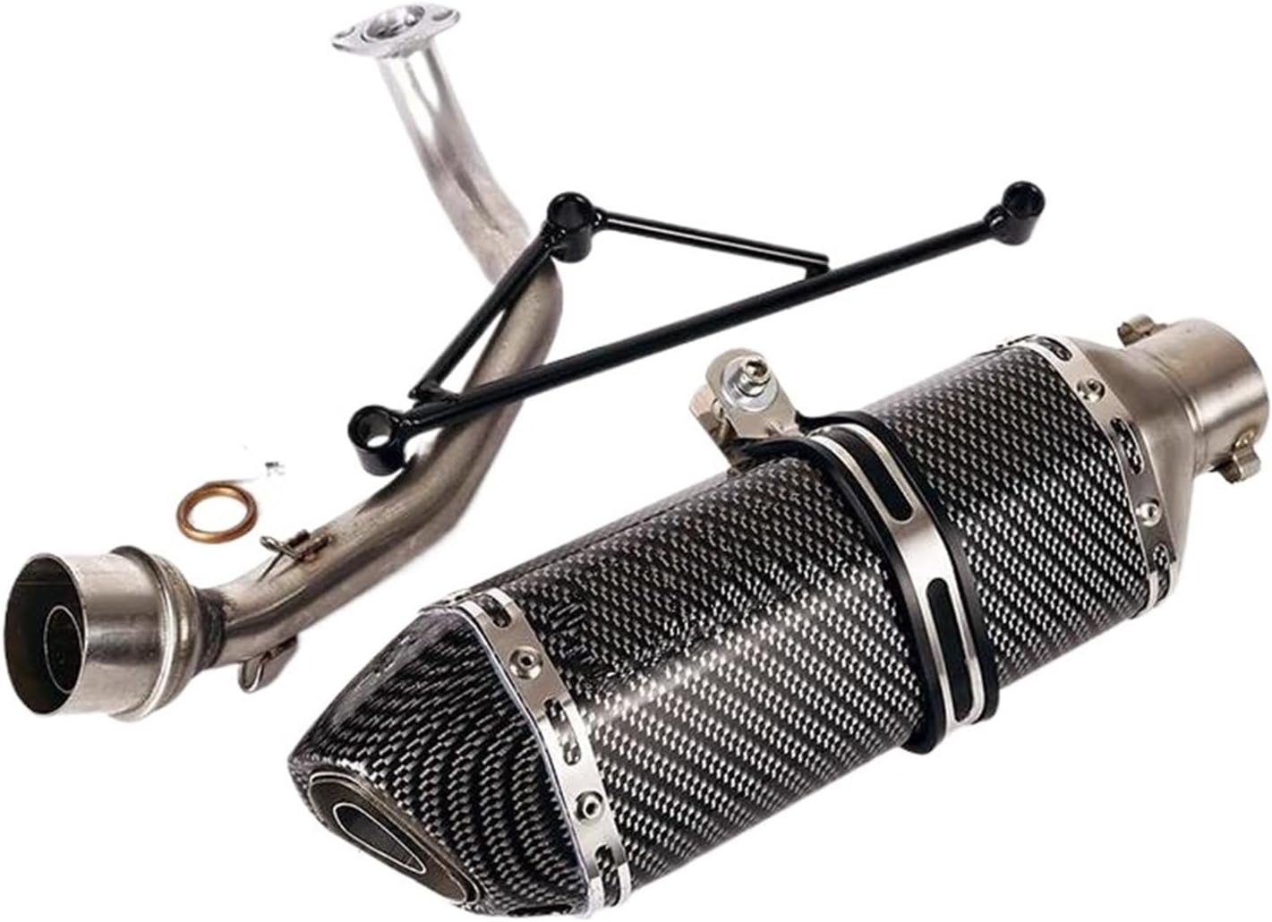 Motorcycle Exhaust System Muffler Baffle Front Connection Link Pipe Stainless Steel For Yamaha GY6 125Cc 150Cc(Style F)