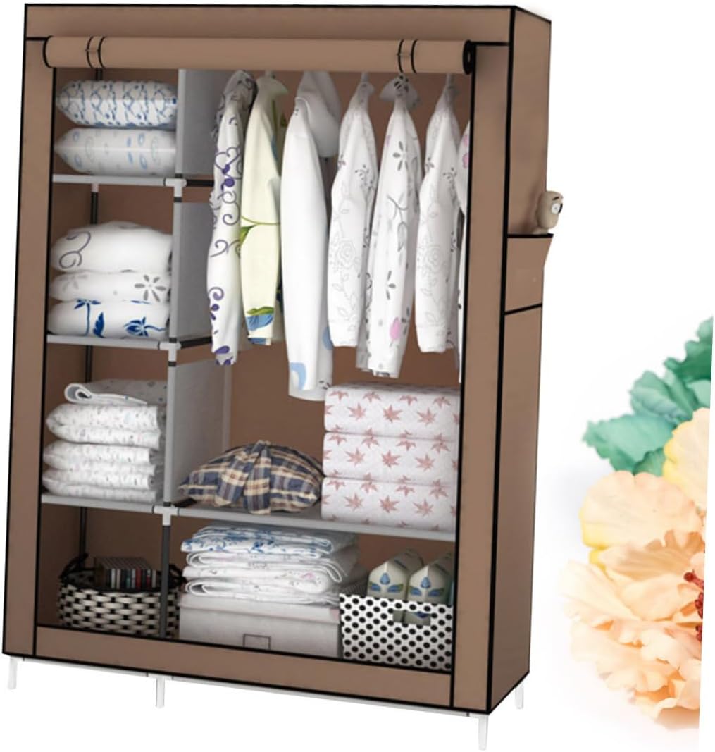 ABOOFAN Fabric Closet Storage Organizer Portable Hanging Closet Metal Tubes Joints Sturdy