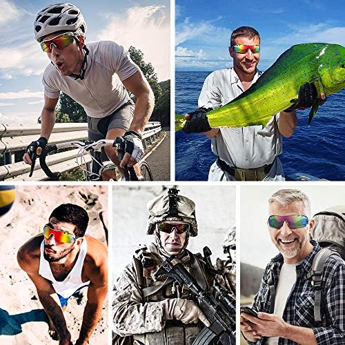 flintronic Polarized Sports Sunglasses UV 400 Protection Cycling Glasses with 5 Interchangeable Lenses, for Cycling, Running, Sailing for Men & Women