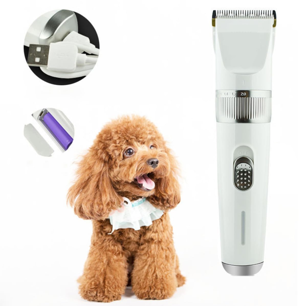Cortapelos para Perros Profesional Fuerte Potencia y Recorte Seguro, Cargador Usb, Material Abs Cuidado del Pelo de Mascotas