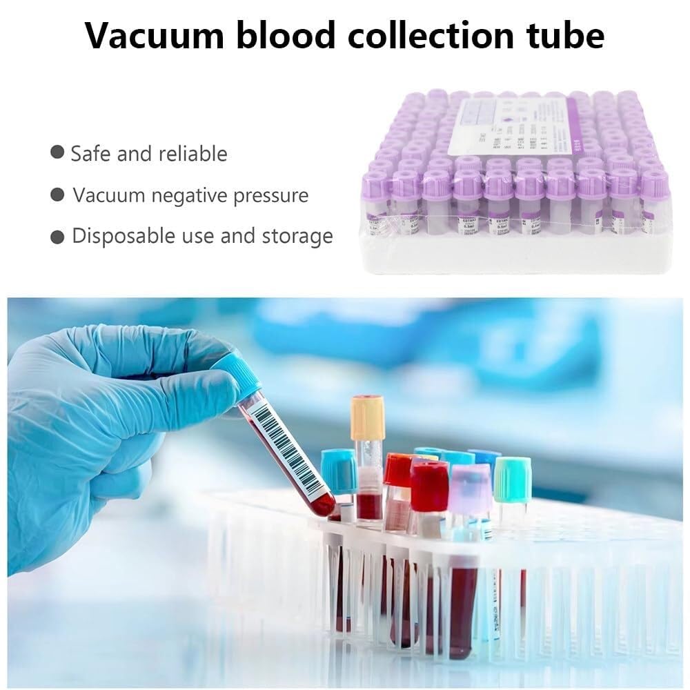 Provetta sottovuoto per prelievo di sangue, confezione da 100, in plastica monouso, anticoagulante, per laboratorio e ricerca
