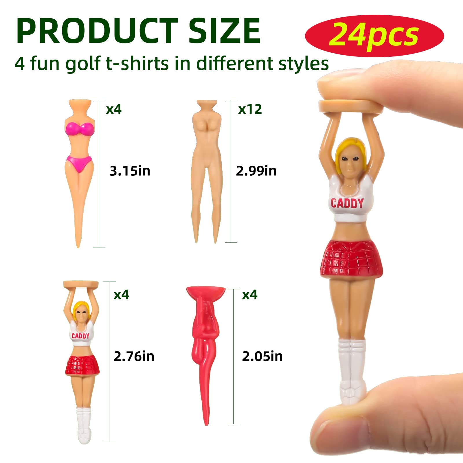 30x Lustige Golf-Tees Bikini-Mädchen - 7,6cm Kunststoff, Bunte Farben