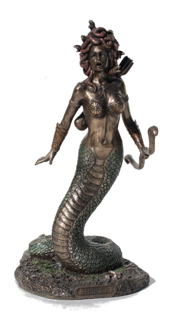 Statue Méduse Façon Bronze – Sculpture Mythologie VERONESE, Résine Sur Socle