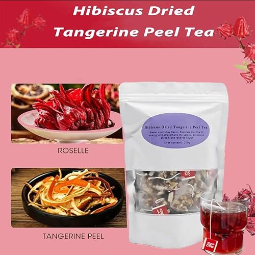 Miniatura 6 de Té de hibisco de 7.05 oz para presión arterial alta, 0.35 oz* 20 bolsas de té de cáscara de mandarina seca de hibisco, bolsas de té de hibisco, Te