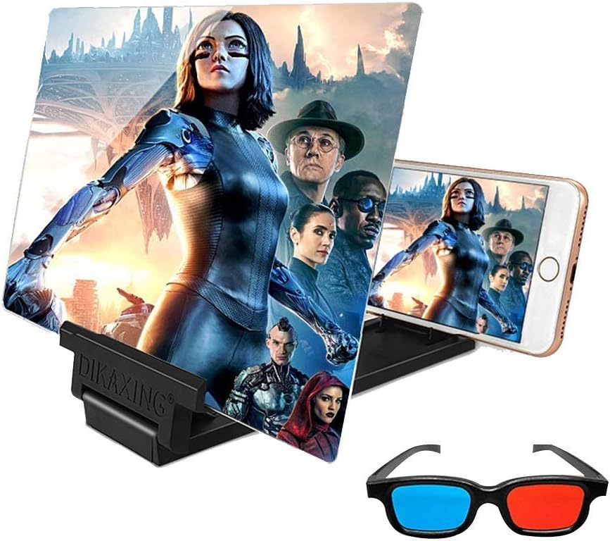 Screen Magnifier Foldable Phone Stand with Screen Amplifier 3D Mobile Phone Magnifier Projector Screen for Movies Videos and Gaming Gadgets Tech Gifts for Men (Color : White-1 Size : 18in) (Black 2)