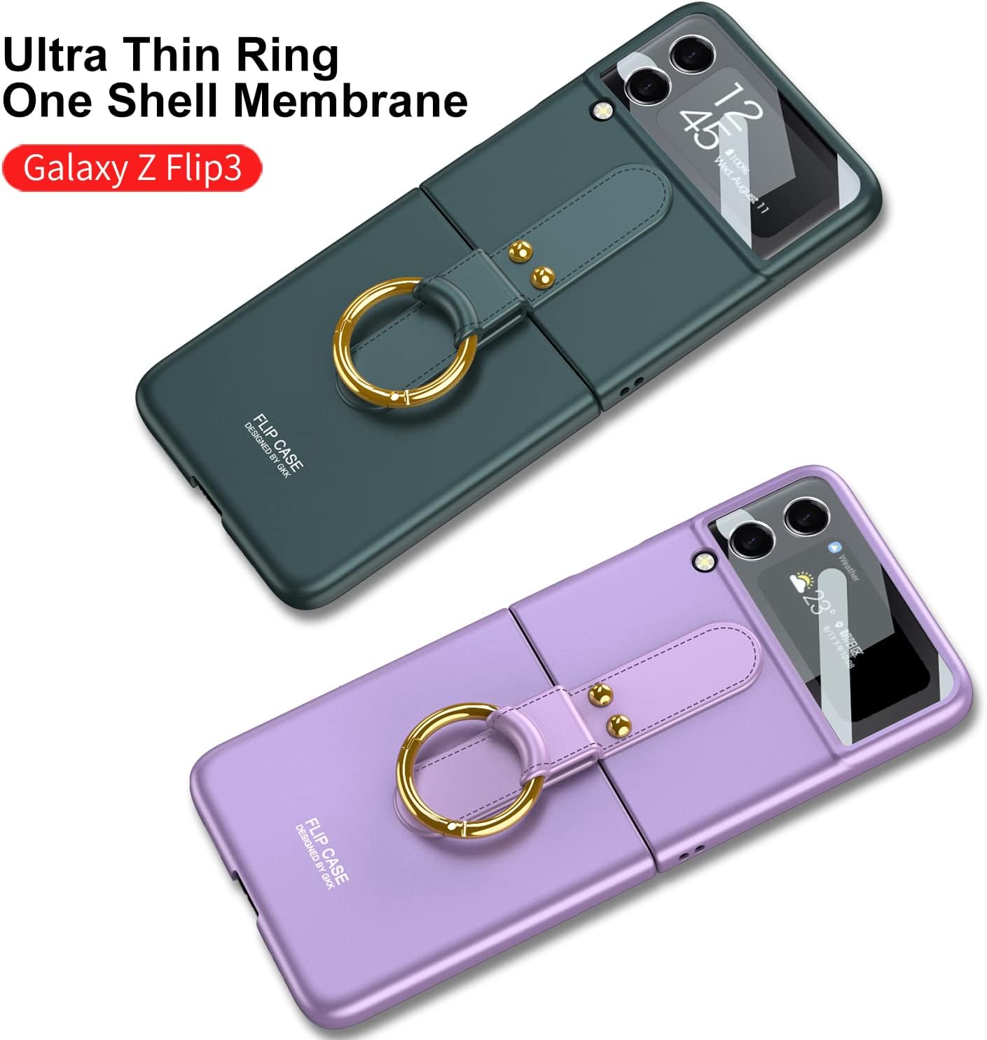 Case for Galaxy Z Flip 3 Phone Case, Flip 3 Case with Ring, Ultra-Thin Folding Screen Samsung Flip 3 Case Protective Cover with Ring, Shockproof Protector for Samsung Galaxy Z Flip 3, Purple