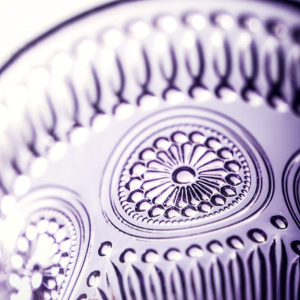 Kingrol 6 Pack 12 oz Vintage Drinking Glasses, Embossed Romantic Water Glassware, Glass Tumbler Set for Juice, Beverages, Beer, Cocktail (3 Colors)