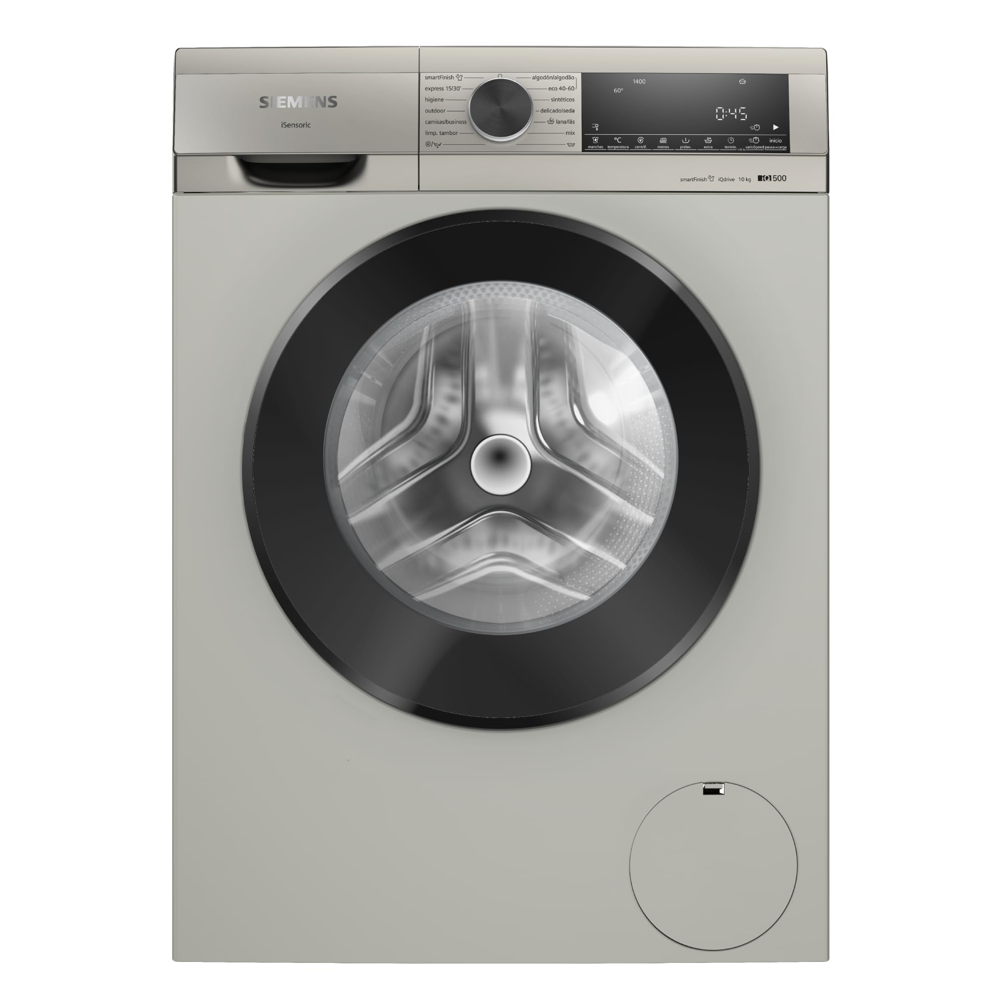Siemens - Lavadora de carga frontal, 10 kg, iQ500, 1400 r.p.m, smartfinish, antiManchas, Acero antihuellas, WG54G2ZPES