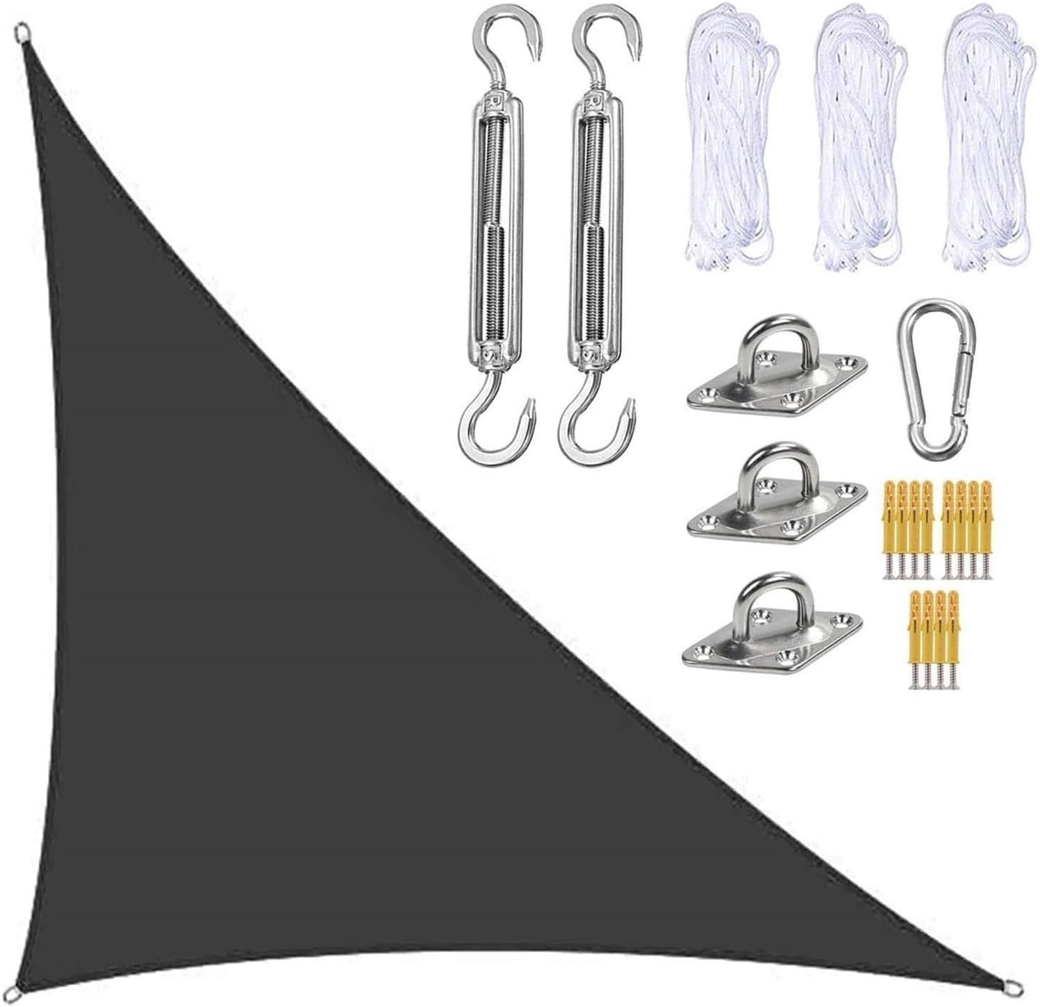 Trójkątny Żagiel Przeciwsłoneczny 3x4x5m Ochrona Oddychający HDPE UV 95% Na Taras Ogrodowy Outdoor Camping Patio Jajko Pokrowiec Krzesło(Black,3x4x5m)