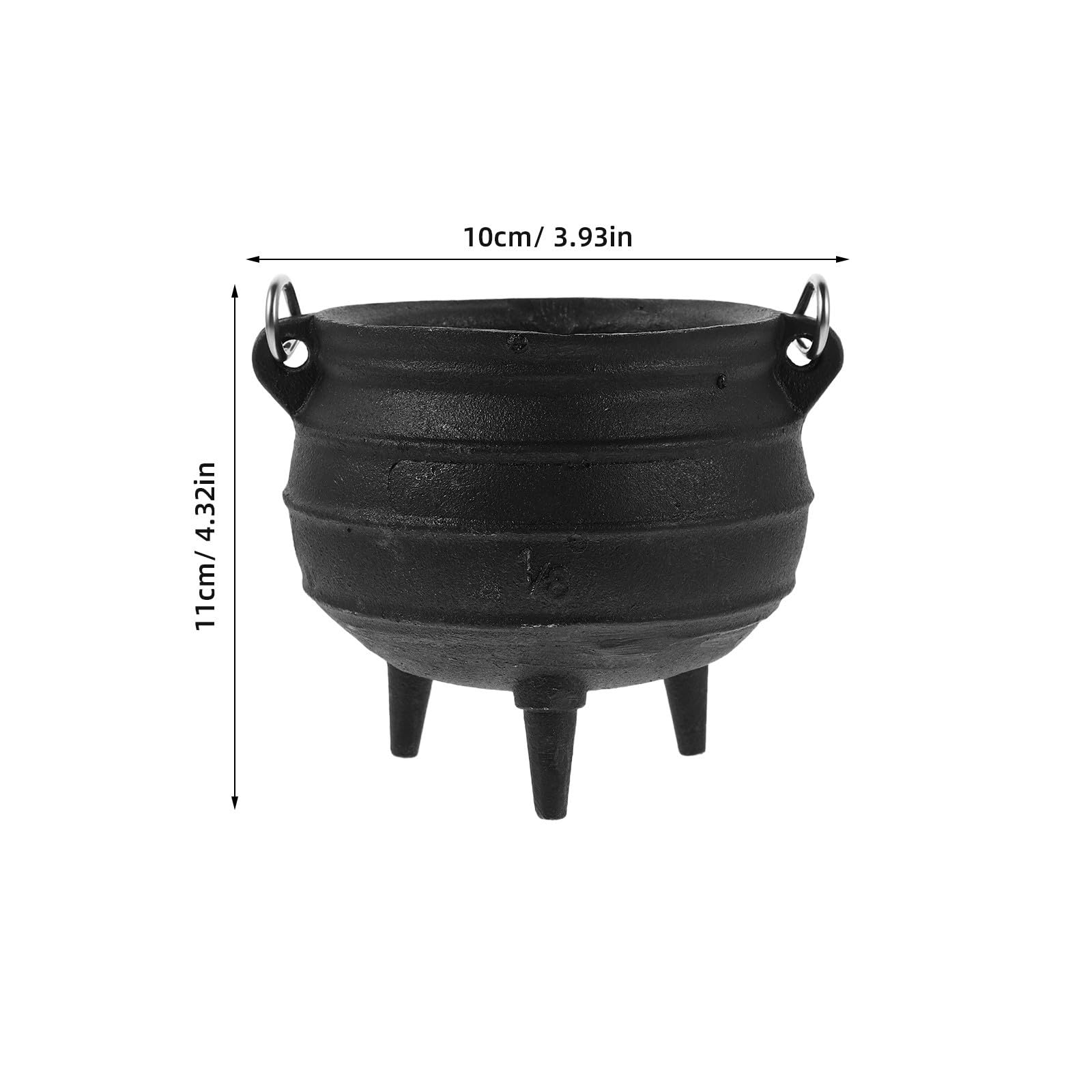 KICHOUSE Olla de Hierro Fundido Quemador Resistente al Calor con Trípode y Asa, Mini Caldero Negro para Quemar Incienso y Aromaterapia para Rituales y Adorno Espiritual