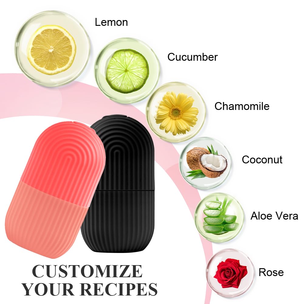 flintronic Ice Face Roller, silikonowy wałek do lodu, wielokrotnego użytku, narzędzia do pielęgnacji skóry dla jędrnej skóry, minimalizują linie oczu, rozjaśnia twarz (czarny)