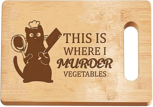 Miniatura 1 de FREEBLOSS Tabla de cortar de madera grabada con adorable patrón de gato Tabla de cortar de cocina, regalo para la inauguración de la casa, pareja,