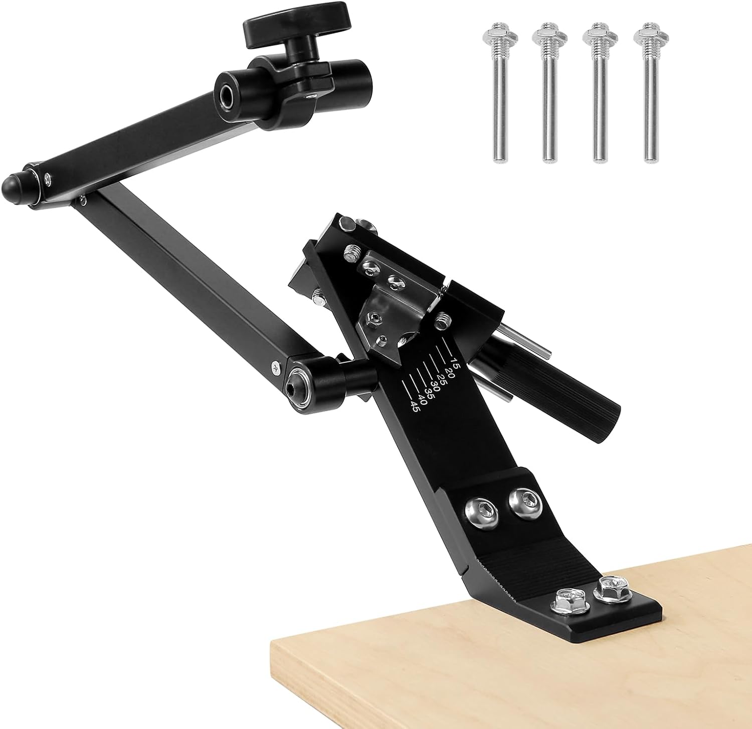 VEVOR Lawn Mower Blade Sharpener, 15° - 45° Adjustable Lawnmower Blade Sharpening Tool with 4 Adapter Pins, Ball Bearing Design & 25mm Enlarged Handle, Compatible with Most Angle Grinders