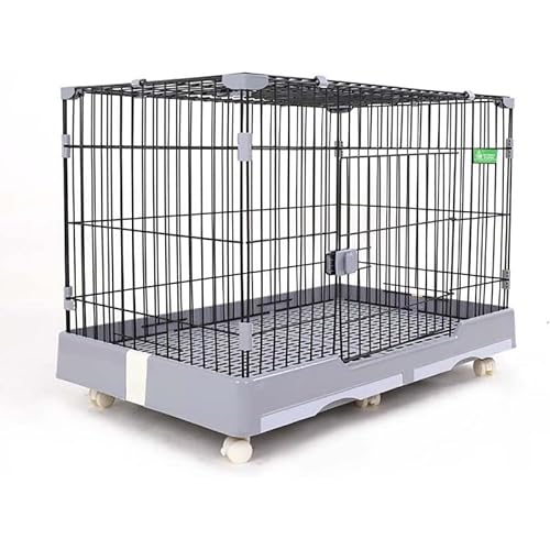 YMZJ ペットケージ 小動物 ロック可能 犬 猫 ウサギ 室内ペット 天井ドア 脱走防止 引き出し式トイレ 掃除簡単 移動簡単 組み立て式 (82*57*65CM,グレー)