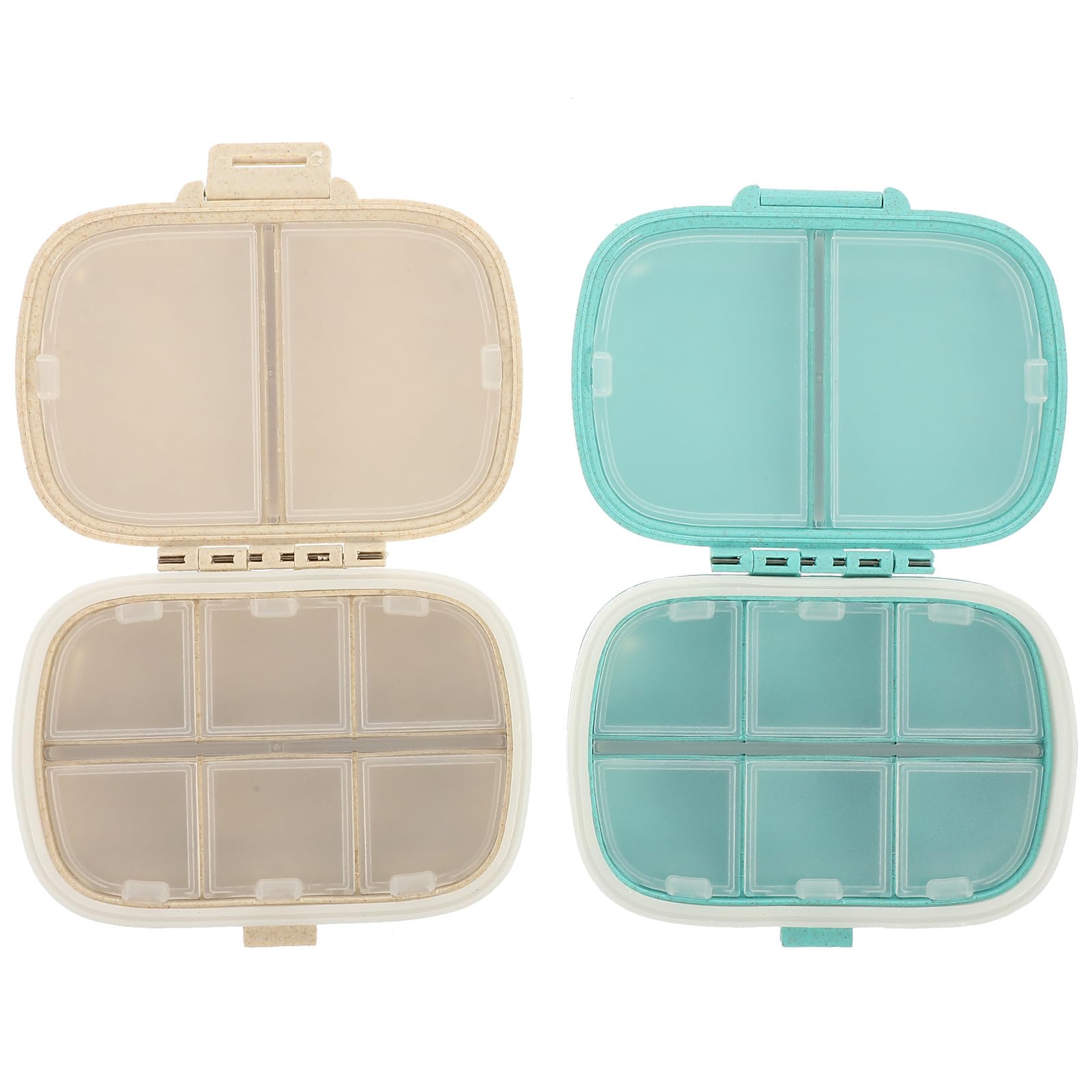 JVNALwnkv Storage Bins，Plastic Bins ，2pcs Portable 8-Compartment Double-Layer Pill Organizer Case, Daily Medicine Box with Sealed Lid