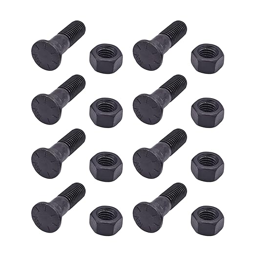 Blades Cutting Edge Plow Bolts & Nuts 5/8" UNC-11 x 2-1/4",Grader Blades Bolts & Nut,Cutting Edge Bolts 5/8" for Snow Plow,Tractor Attachement, Construction Machinery 8 Packs