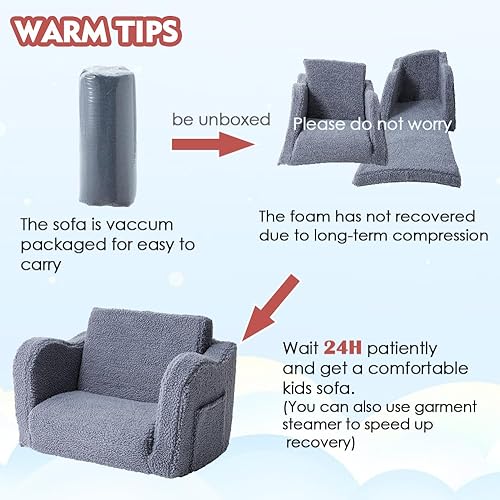 Miniatura 6 de Furnishh Sofá plegable para niños, silla suave y cómoda para niños y niñas, plegable plegable 2 en 1, sofá convertible para tumbona, cama extraíble