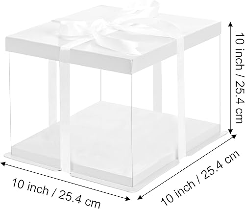 Miniatura 2 de Moretoes 3 cajas transparentes grandes para tartas, 10 x 10 x 8 pulgadas con cinta y tapa preplegada, ideal para embalaje de pasteles de 8 pulgadas,