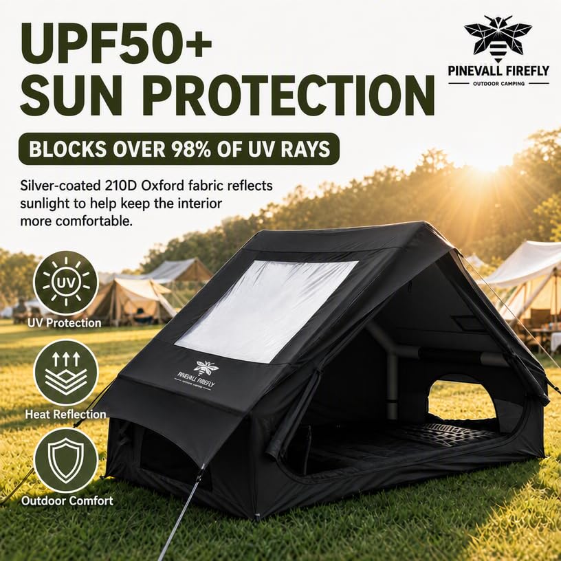 Image of 4-6 Person Inflatable Camp Tent PU2000 Water-Resistant Stove Jack AC Port