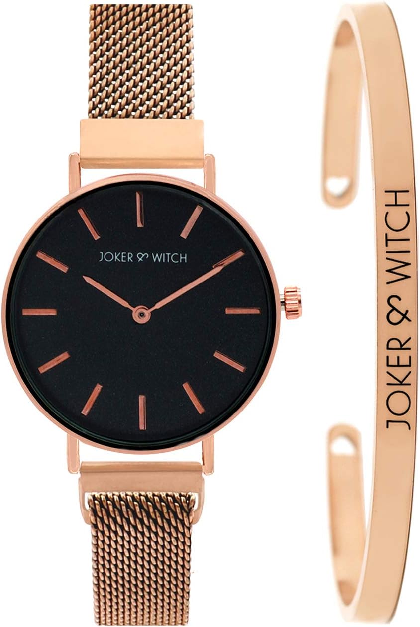 Joker & Witch Stainless Steel Dandelion Rosegold Analogue Watch Bracelet Stack For Women's