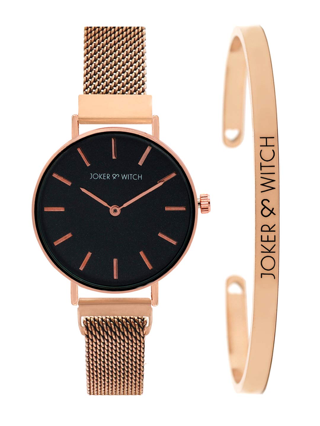 Joker & Witch Stainless Steel Dandelion Rosegold Analogue Watch Bracelet Stack For Women's