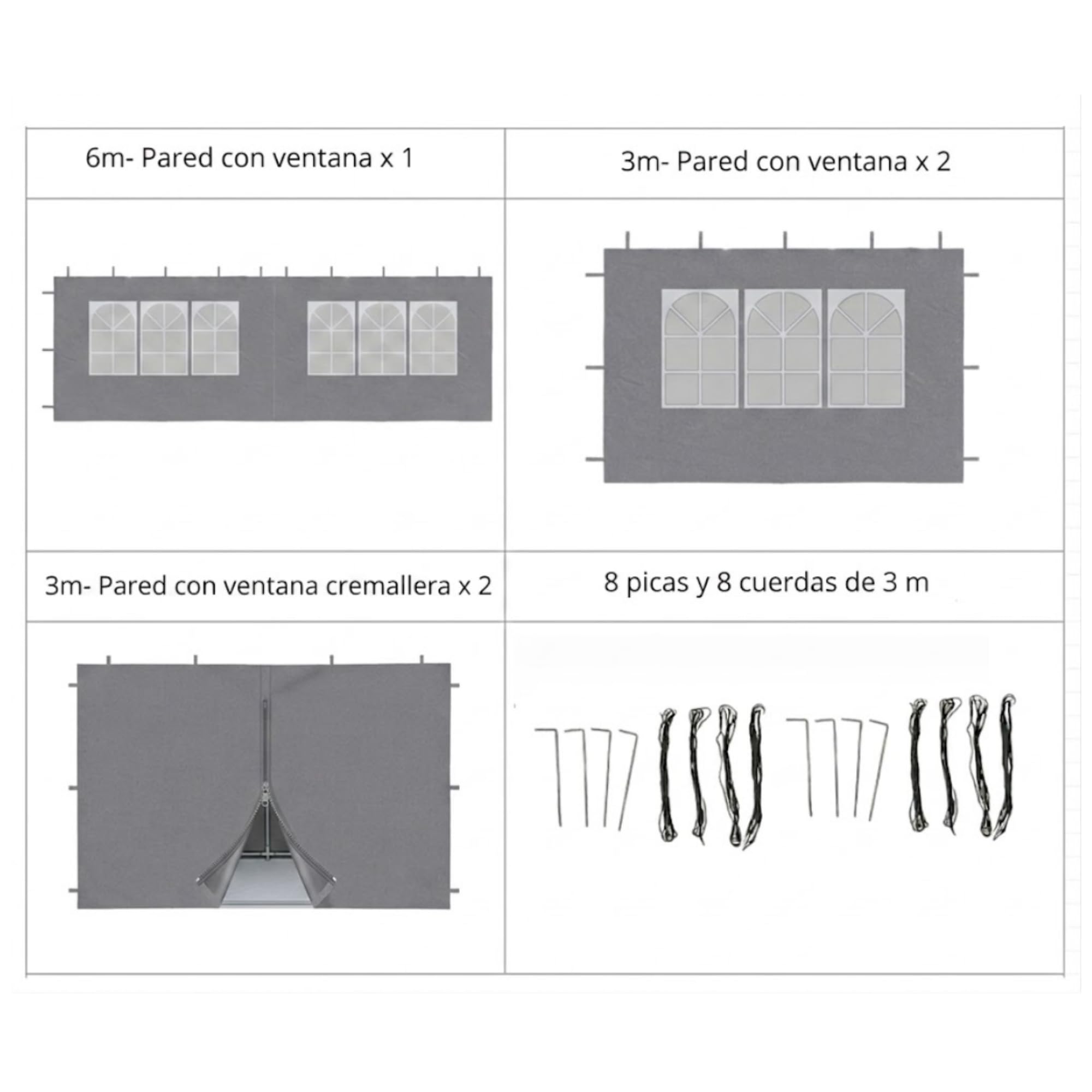 Carpa Plegable 3x6m Profesional XL - Cenador Jardín Gigante 18m² con 5 Paredes (Ventanas y Puertas) - Lona Oxford 210D Impermeable UV - Estructura Acero - Incluye Bolsa y Anclajes