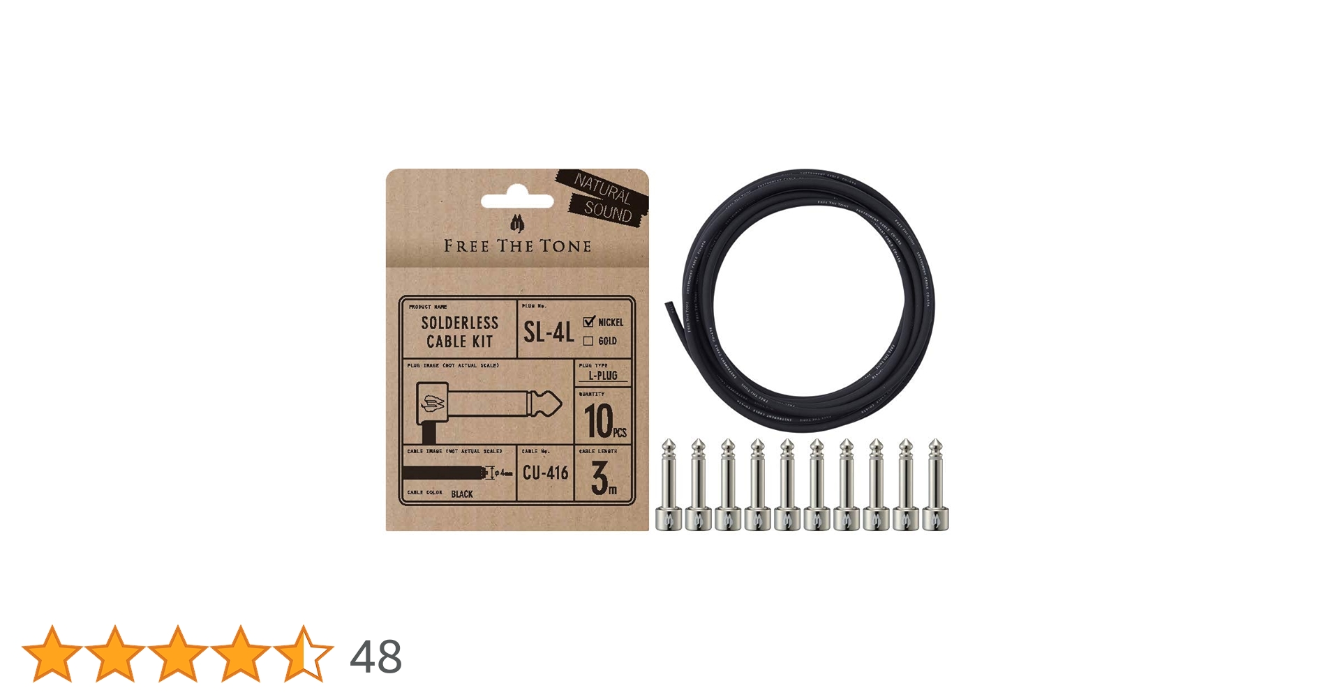 Amazon | Free The Tone SL-4L-NI-10K ソルダーレスケーブルキット