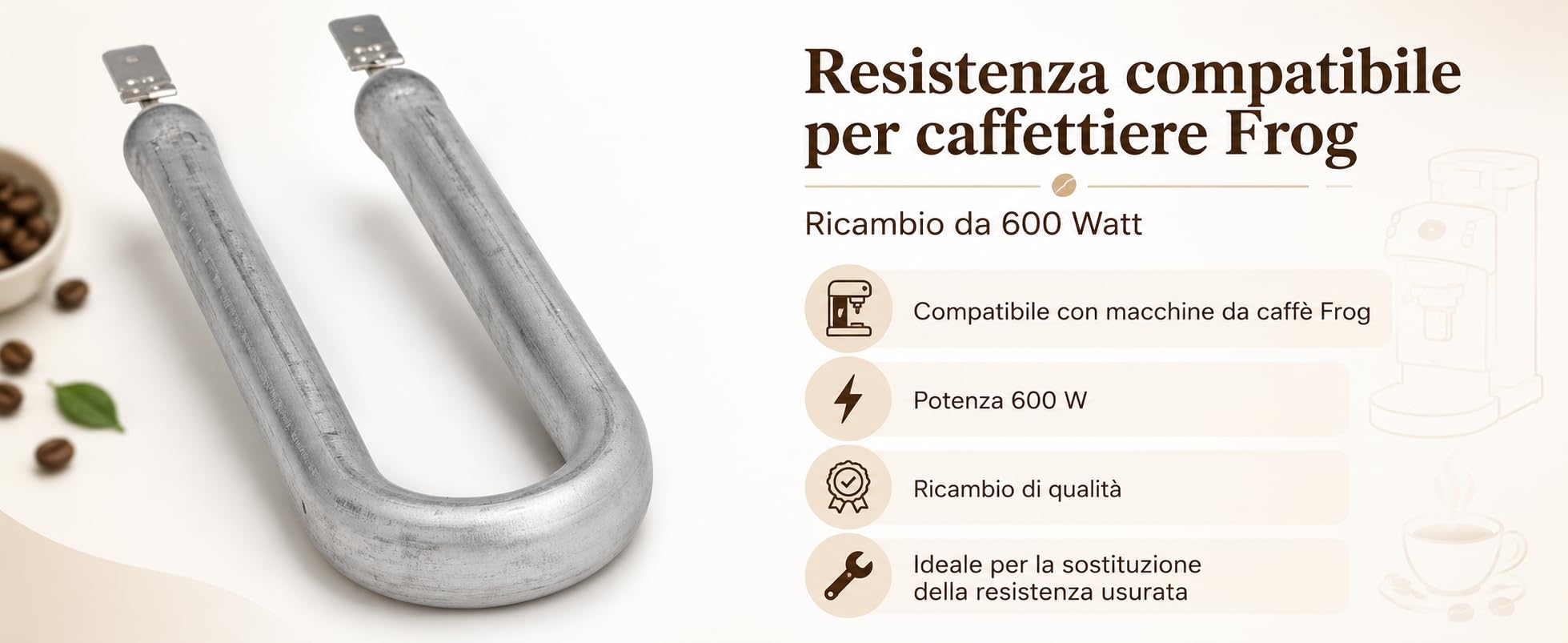 RYELDOM Resistenza compatibile per Caffettire Didiesse Frog 600 Watt