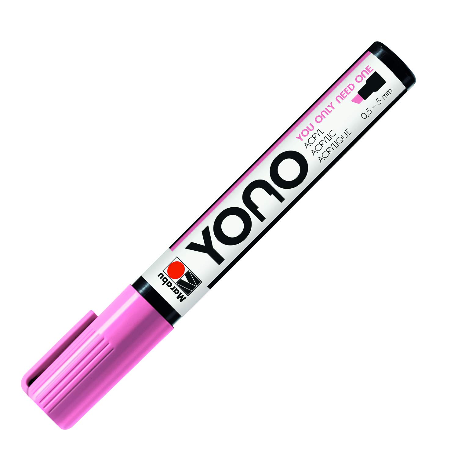 Marabu 12400102033 12400102033-YONO Marker, Pink 033, Versatile Acrylic Pen with Japanese Chisel Tip, Water-based, Lightfast and Waterproof, for almost all surfaces, 0.5-5 mm