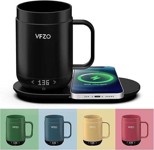 Taza inteligente con control de temperatura de 16 onzas, pantalla LED de taza de café autocalentable, duración de la batería de 180 minutos, base de