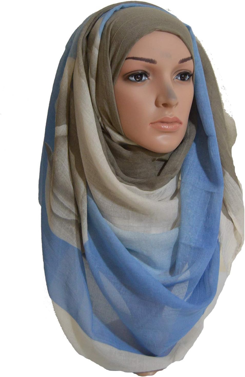Rose Effect Hijab Cotton Two Tone Floral Scarf Printed Maxi Wrap