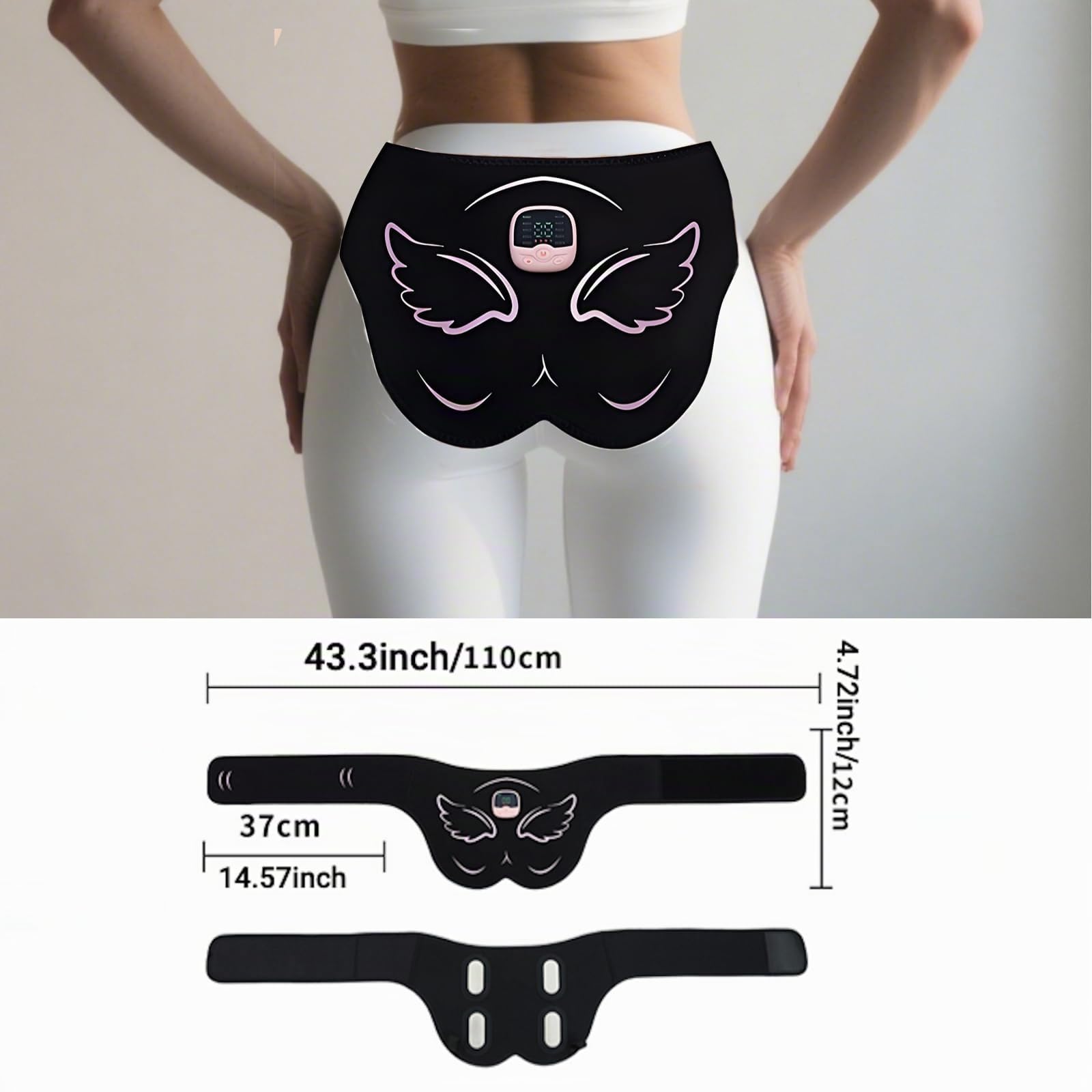 Entrenador de Cadera EMS Levantar Glúteos,30 Niveles de Intensidad,10 Modos,Masajeador Glúteos USB Estimulador ABS para Moldear el Cuerpo,Control Remoto Inalámbrico,Cinturón Extensible