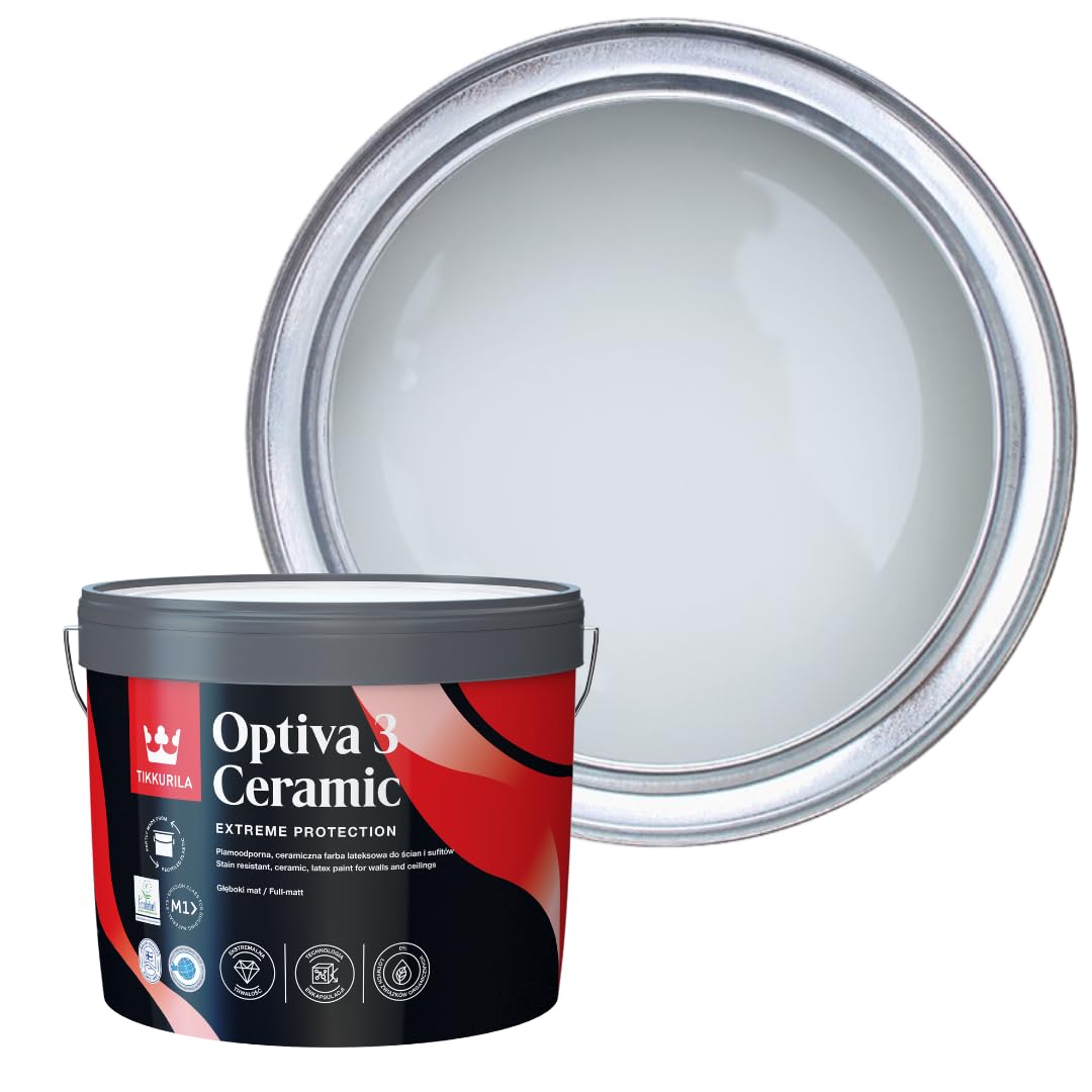 TIKKURILA Optiva 3 - Durable Super Flat Matt Paint For Walls & Ceilings - Zero VOC, Scrubbable, Easy To Clean (Prince G490, 10 Liters)