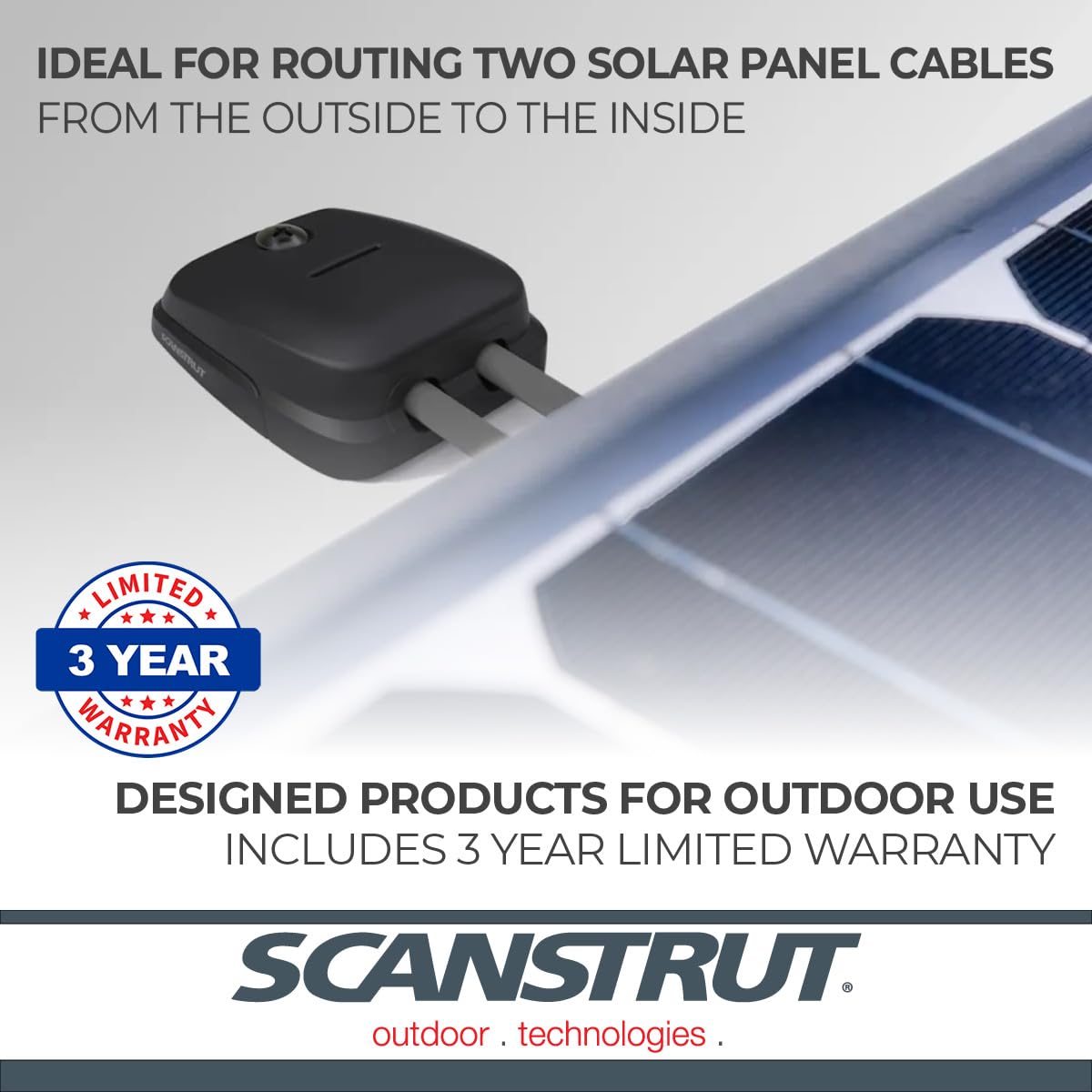 Scanstrut DS-HD6-BLK Double Joint de câble Horizontal – Presse-étoupe étanche pour câbles de 5 à 6 mm | Certifié IP68, Plastique résistant aux UV, idéal pour Panneaux solaires, Barres Lumineuses et