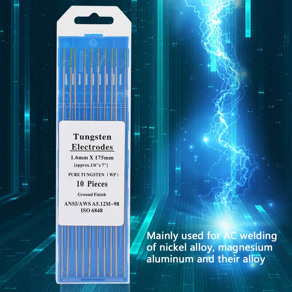 Reine Wolfram-Elektrodenstange Professionelle Grüne Spitze TIG Stick Für AC Schweißgerät WP (1.6mm*175mm) 10 Stücke Schweißelektrode Für Lichtbogenschweißen Schweißausrüstung