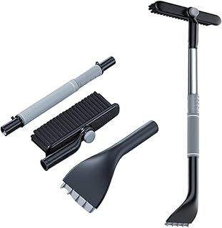 SHUANGTODA Car Snow Brush, Extendable Snow Brush with Foam Grip and Detachable Ice Scraper Long Handle Extendable Snow Broom for Truck Vehicle Automobile, 34 Inch (Black)