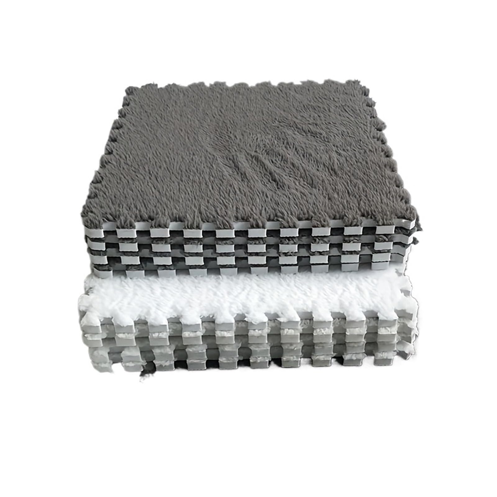 Pluszowa mata puzzlowa, Pluszowa mata podłogowa z pianki Puzzle Multicolor 12 sztuk do wystroju okna sypialni w salonie(6 Gray 6 White)