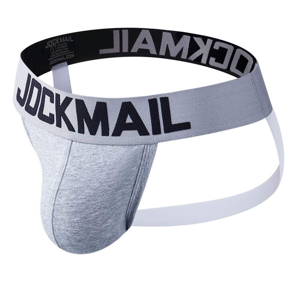 Sexy Mens Jock Straps Underwear Cotton Sexy Jocks Bikini G-Strings Men Thongs Male Briefs Gay Underwear Thongs 6 Colors (M, Grey)