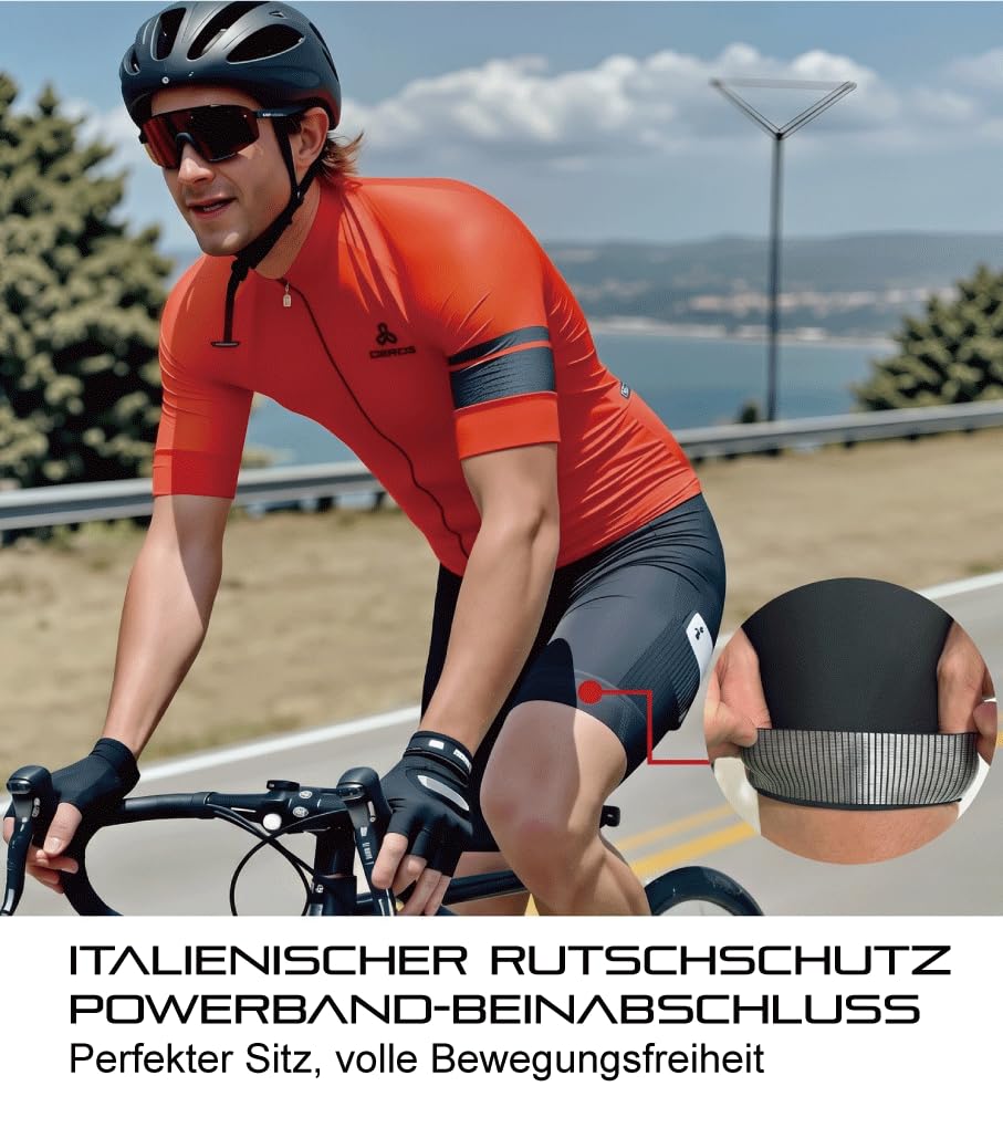 CEROTIPOLAR Pantaloncini da ciclismo da uomo, con imbottitura a lunga distanza, traspiranti, ad asciugatura rapida, protezione solare UPF50+, Nero , L