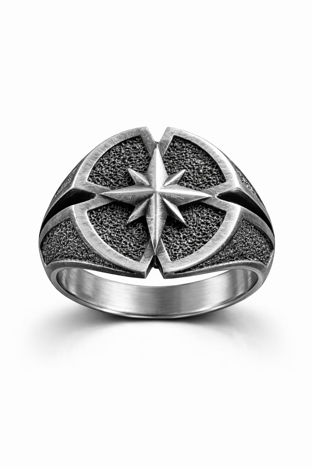 COMPASS Ring aus 925 Sterling Silber für Herren Markanter Kompass Silberring mit symbolischer Bedeutung, Massiver Statement Ring für Männer, Ausdruck von Stärke, Orientierung und Entschlossenheit