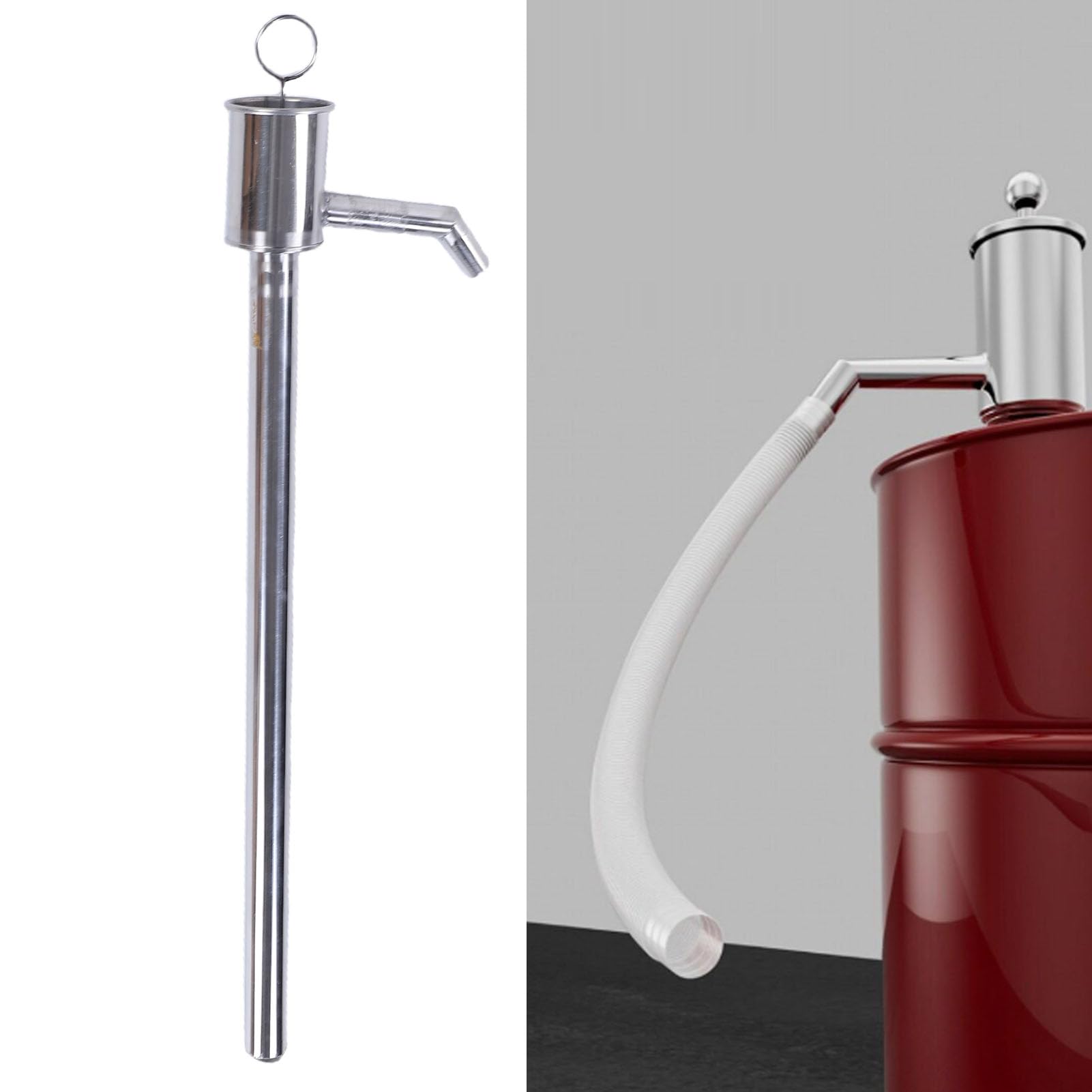 Bomba de aceite manual portátil para transferencia de líquidos, acero inoxidable, 60 cm, bomba extractora de aceite manual para agua, vino y cocina