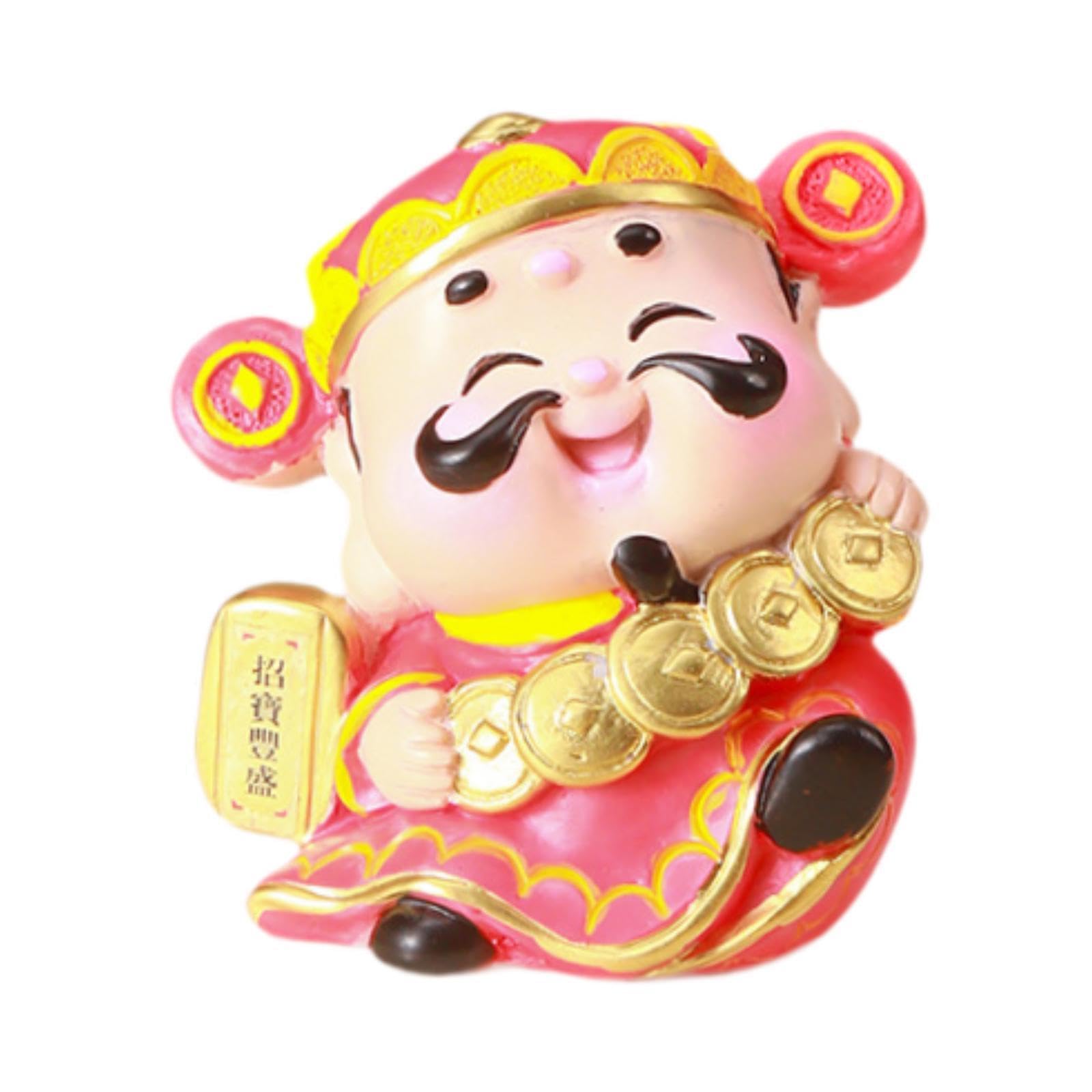 PIXZCSA Cute God Of Wealth Figurine Miniature Feng Shui Statue Home Office Or Cafe Decoration Mini Figurine Etc. New Year Party