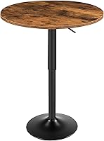 HOOBRO Height-Adjustable Round Bar Table, 27-35.4" Pub Table with Sturdy Base, Rustic Brown & Black for Small Spaces, Easy Assembly BF58BT01G1