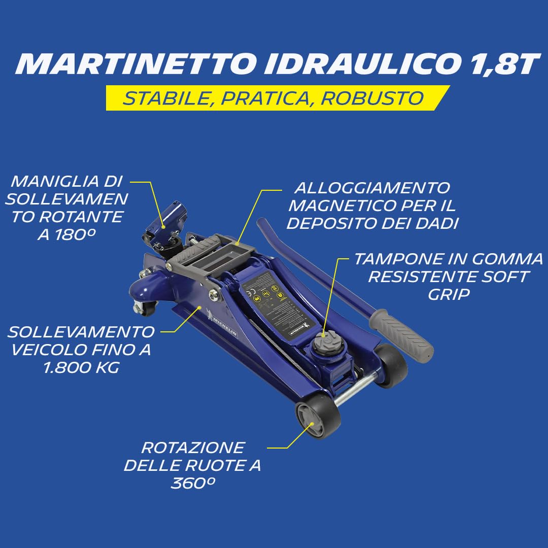 MICHELIN Cric idraulico a carrello da 1,8 tonnellate